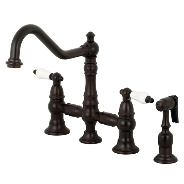 KS3275PLBS Restoration 8" Bridge Kitchen Faucet W/ Sprayer, Bronze